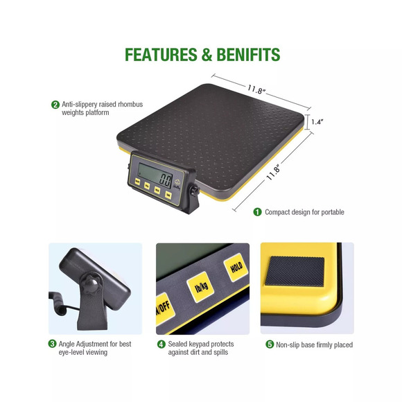 Shaledig 150lbs Commercial Scale Digital Receiving Scale with Anti-Slip Platf... - Picture 3 of 7